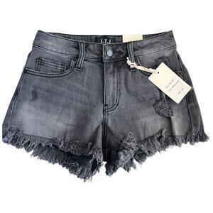 LTJ Frayed hem black denim shorts XS NWT